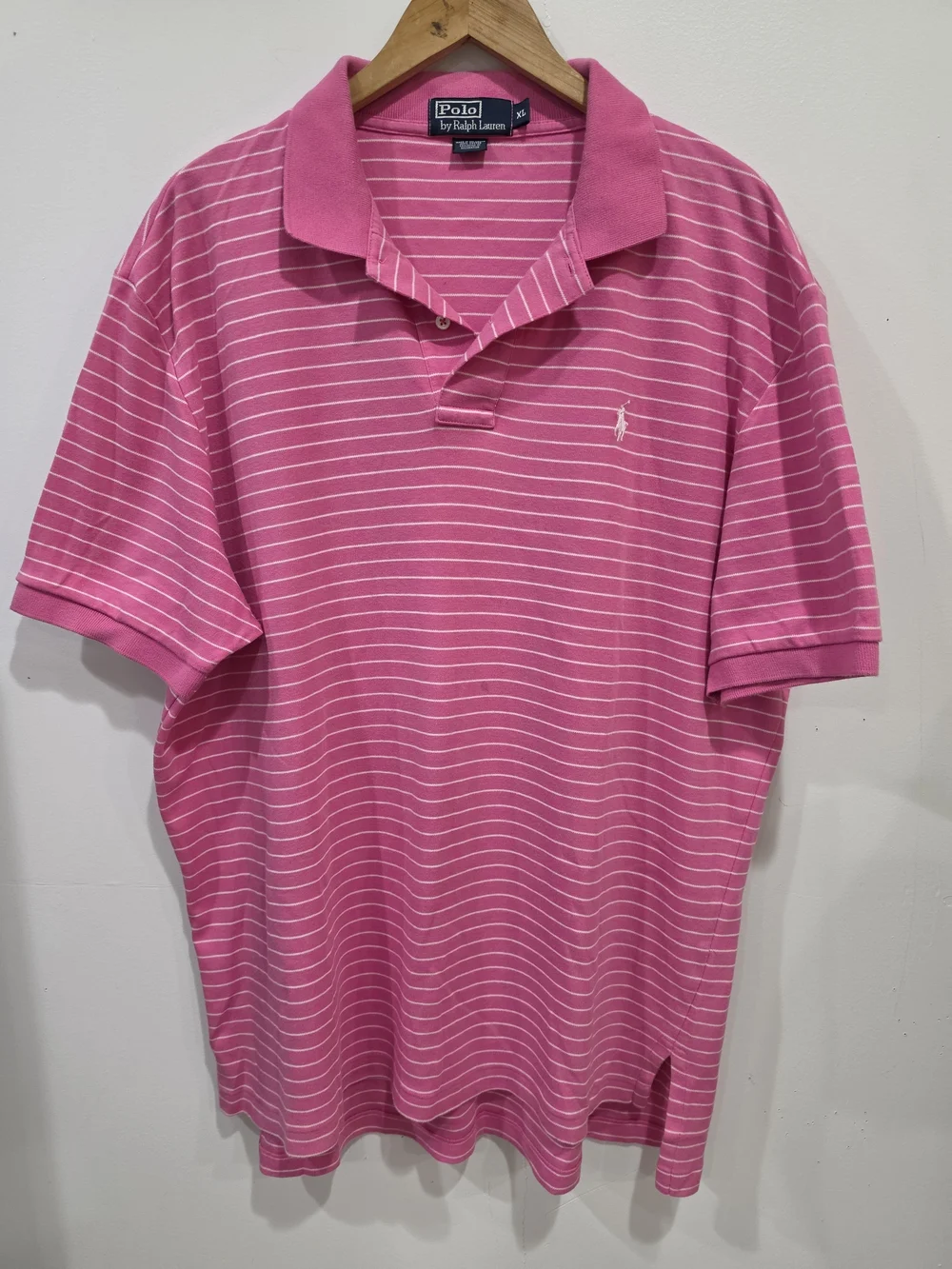 Ralph Lauren Men's  Pink & White Striped Polo Shirt Size XL